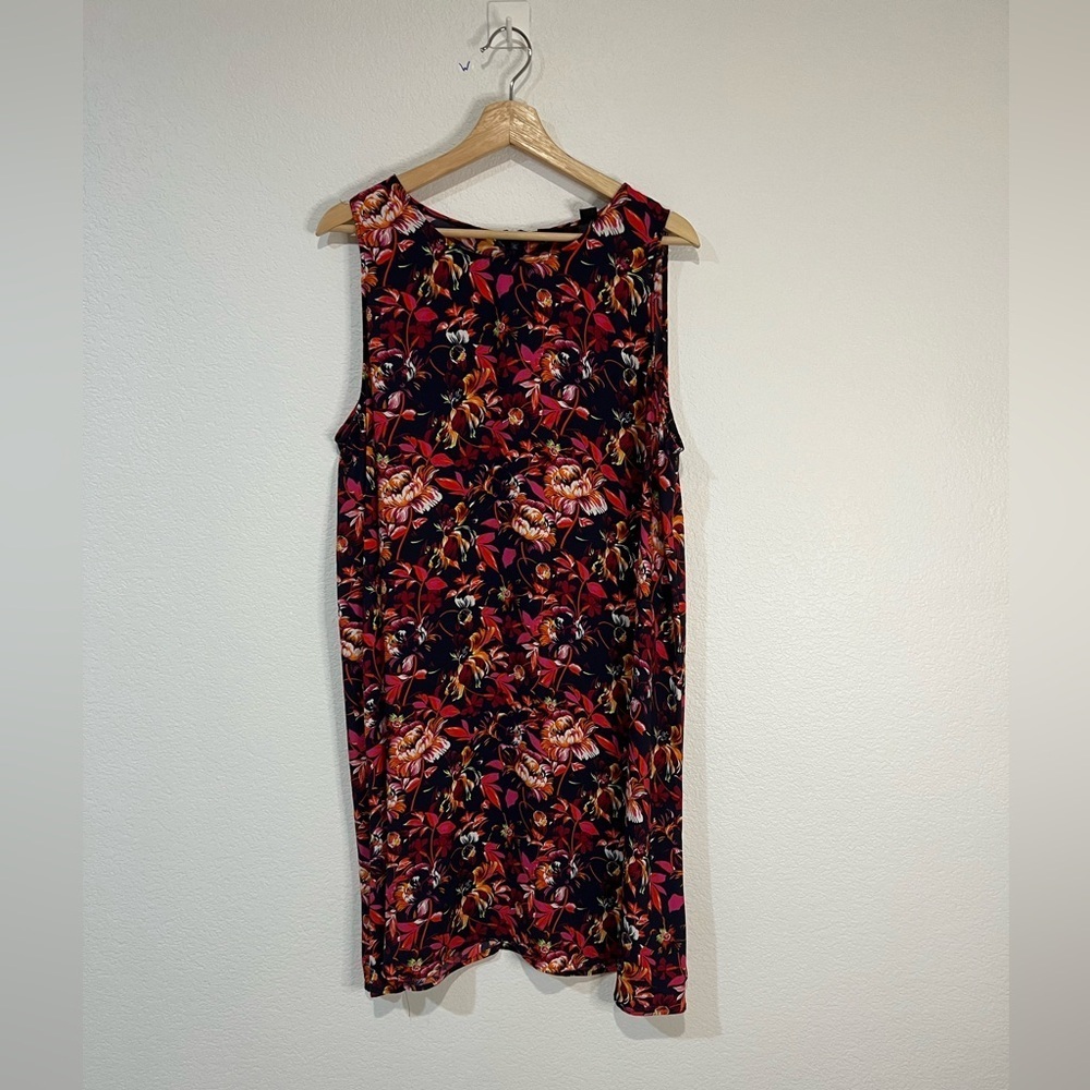 Halogen Navy Blue‎ Pink Red Floral Mini Swing Dress XXL